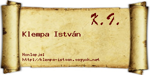 Klempa István névjegykártya